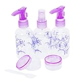 5Pcs Empty Spray Bottles 80ml + Container 20g with Carring Bag for Perfume Liquid Lotion Cream Mask---Purple+Blue