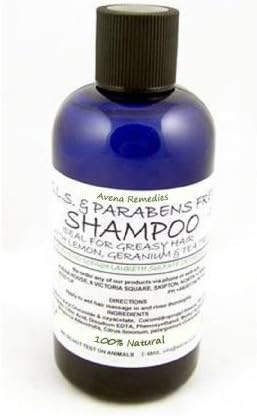 Natural Shampoo for Greasy Hair 250ml: SLS Free & Parabens Free with Lemon, Geranium & Tea Tree Essentail Oils