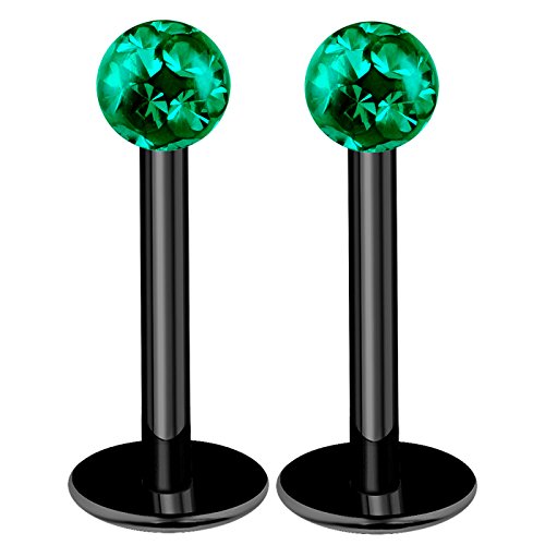 2pcs 16g labret Studs Black Titanium G23 Rings Cartilage Spider Bites Lip Monroe Tragus Stud Conch Studs Helix B2ICB