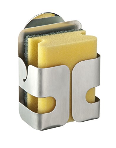 Wenko 2020040100 Turbo-Loc Schwammhalter – Befestigen ohne bohren, Edelstahl rostfrei, 8.1 x 11 x 5.3 cm, Silber matt - 2