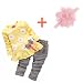 Koly Newborn Baby Clothing Sets Long-Sleeved Kids Girls Flower Bow Shirt Plaid Pant Set+1 baby headband