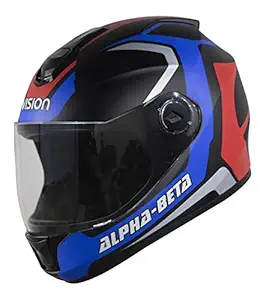 Steelbird SBH-11 HEFT Full Face Graphic Helmet (Large 600 MM, Glossy Blue Red with Clear Visor)