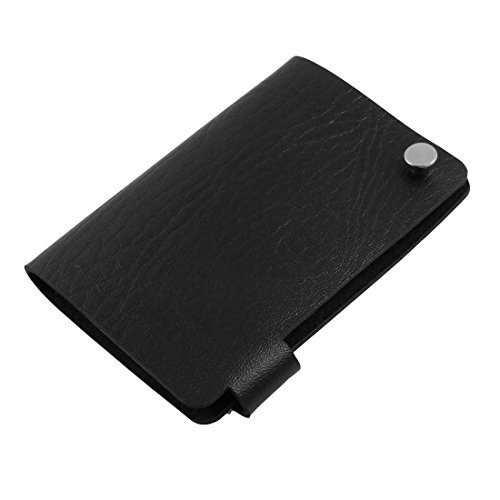 Preisvergleich Produktbild DealMux Kunstleder Strukturierter 10 Taschen-Visitenkarte-Kasten-Mappe, Schwarz