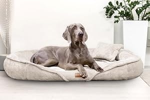 tierlando® Ortopedyczne legowisko dla psa Xenia | przytulna, puszysta sofa dla psa | nadaje się do prania | pianka z pamięcią kształtu XL | kremowe