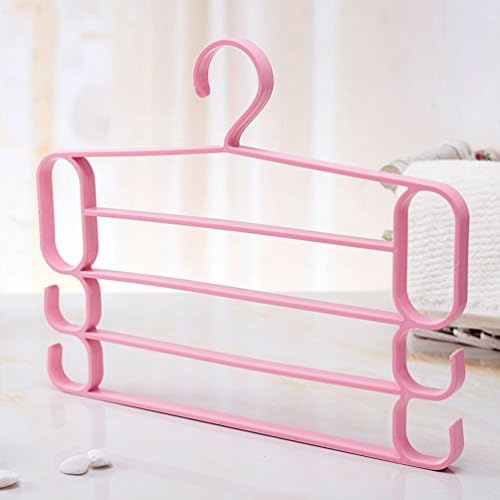 Chic Queen® Multi-function Trousers Rack 4 Units/Compartments/Cells Anti-slip Plastic Hanger for Pants/ Scarf/Towel/Scarf/ Shawls/Tie/ Belt/Clothing Accesseries/Closet Space Saving Clothes Pegs, Holder & Organizer,Pink