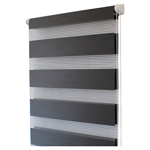 TOP MULTI 21114W1718-0038 Doppelrollo Jalousie Fenstergardine, 0,90 x 1,5 m, schwarz - 2