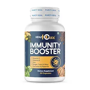 HealthOxide Immunity Booster with Vitamin C, D, B Complex, Zinc, Amla, Giloy, Tulsi, Ginger, Turmeric (60 Veg. Capsules)