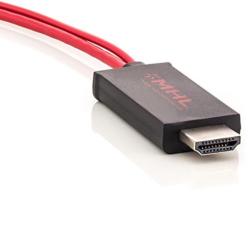 Saxonia. MHL zu HDMI Adapterkabel für Sony Xperia Smartphones, Tablets (MicroUSB 5 polig) Full HD Bild + Tonübertragung / Farbe: Rot - 2