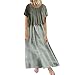 Produktbild Floweworld Damen Plus Size Maxi Kleider Floral Bedruckte O-Ausschnitt lose Kleider ärmellose Kurz/Langarm Casual Kleider