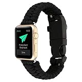 YOUMI Für Apple Watch Serie 1/2 42mm, 2017 Neue High Strength Nylon Seil Armband Uhr Ersatz Strap Band mit Kompass (Black)