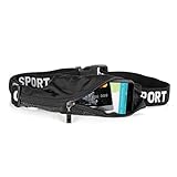 ORAMICS Laufgürtel für Smartphone mit elastischem Band Running Belt zum Joggen, wetterfeste Bauchtasche für Reisen und Sport, Fitness-Gürtel in schwarz