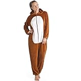 Superweicher Schlafanzug-Overall - Fuchs - Braun/Weiß 48/50