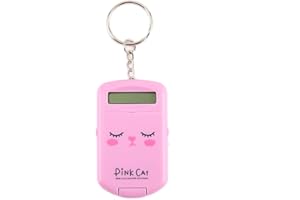 Rantoloys Mini calculatrice dessin animé mignon avec porte-clés affichage à 8 chiffres calculateur de taille de poche portable pour enfants étudiants fournitures scolaires
