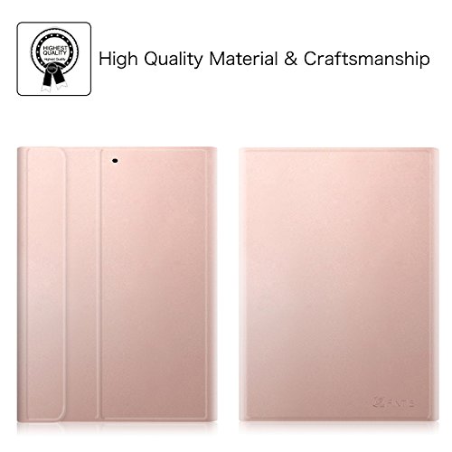 Fintie iPad 9.7 Zoll 2017 Bluetooth Tastatur Hülle Keybord Case – Ultradünn leicht SmartShell Ständer Schutzhülle mit magnetisch abnehmbar drahtloser Deutsche Bluetooth Tastatur für Apple iPad 2017 Neue Modell, Roségold - 2