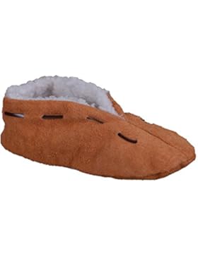 Lammfell-Hausschuhe | Damen & Herren | gefüttert & rutschfest | Leder-Puschen | Extra warmes Futter aus Lammfell-Imitat...