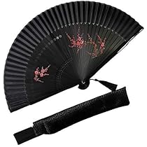 6 Ventagli Pieghevoli Cinesi Con Nappa - In Seta E Bambù - 38x21 Cm - Per Decorazioni Matrimonio, Feste, Danza - 2