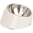 SuperDesign Mess Free 15° Slanted Bowl for Dogs and Cats, Tilted Angle Bulldog Bowl Dog Feeder, Non-skid & Non-spill, Easier to Reach Food S/0.5 Cup White