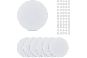 SUPERFINDINGS 8 Foglio di Copertura per Fori da Parete in Plastica PP con 60 Adesivi in Plastica 152mm Materiale in PVC Piastra di Copertura Antipolvere Piastra Vuota Smerigliata Rotonda Piatta