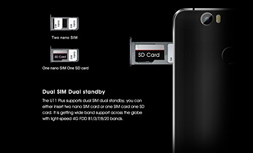 OUKITEL U11 Plus - 5,7 pollici Android 7.0 smartphone, MTK6750T Octa Core 1.5GHz 4GB RAM 64GB ROM, fotocamera doppia 16MP + 16MP, batteria 3700mAh, struttura in metallo, impronte digitali, doppia SIM - bianca