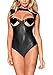 Produktbild marysgift Damen Catsuit Leder Jumpsuit Overall Catwoman Kostüme Wetlook Sexy Dessous Ouvert Body Clubwear Größe 44 46