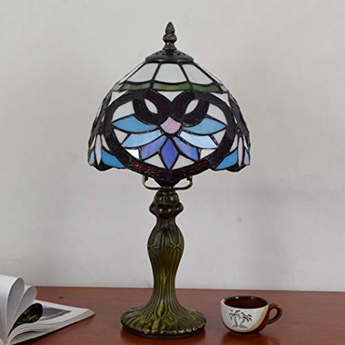 YJFFAN Home Modern Einfache Tischlampe, Retro Tiffany 8-Zoll-Buntglas Augenschutz Lampenschirme Schreibtisch Leuchten, Leselampe E27 (Glühbirnen Nicht Enthalten)