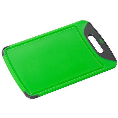 Silit Schneidebrett Tranchierbrett grün 38 x 25 cm rechteckig aus hochwertigem Kunsstoff Saftrillen mit praktischem Griff spülmaschinengeeignet leichte Reinigung hygienisch klingenschonend geschmacksneutral