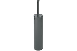 mDesign Wolnostojąca szczotka do wc z pojemnikiem – Plastikowy uchwyt na szczotkę do łazienki – Elegancka szczotka toaletowa – Popielaty