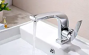 Aquieen NEXA Chrome Finish Brass Single Lever Basin Mixer Tap with Provision for Hot and Cold Water