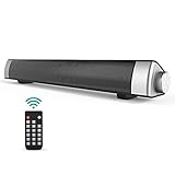 【TOUCH ODER REMOTE CONTROL】: Wiedergabe / Pause, Lautstärke / Lautstärke +, wählen Sie einen Klangmodus, Paar mit einem Bluetooth-Gerät, ein- / ausschalten über die Fernbedienung. Sie können es auch über Tasten an der Soundbar bedienen