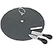 Produktbild com-four® Serviertablett aus Schiefer mit Griff, Runde Schieferplatte mit 2 Käsemessern und Kreide zum beschriften (01 Stück - Servierplatte mit Griff rund Ø 30 cm)