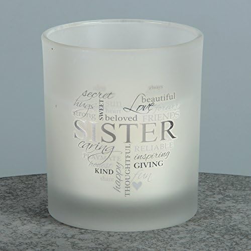 Heartfelt Moments Sister Gift Silver Script Sentiment Glass Candle Fresh Cotton Fragrance