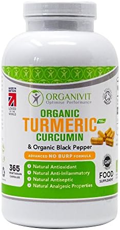 Turmeric Curcumin Supplement 700mg with Black Pepper – Organic - 365 Easy Swallow Pills - Suitable for Vegetarians &amp; Vegans – Recommended by Arthritis Sufferers - Made in UK