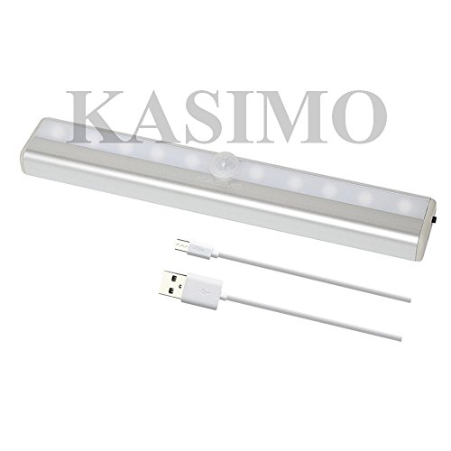 Preisvergleich Produktbild Bewegungsmelder Nachtlicht 2er-set LED Nachtlichtleiste mit Bewegungsmelder und Dämmerungssensor aufladbar durch USB Kabel mit 10 LED-Lampen super hell und langlebig ideal für zu Hause Büro Garage usw