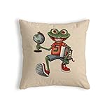 Home Olé Juvenil Funda de Cojín con Diseño Rana Estudiante, Algodón-Poliéster,, 45 x 45 cm