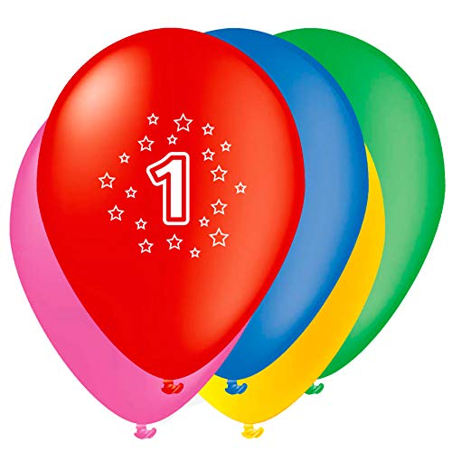 Unique Party- Globos Perlados de Látex para Cumpleaños Número 1, Paquete de 5, 30 cm (80201)