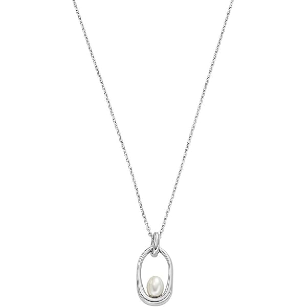 Orecchini Skagen Da Donna In Acciaio Inox Con Perla Bianca, Chiusura A Farfalla, Linea Signatur Lille