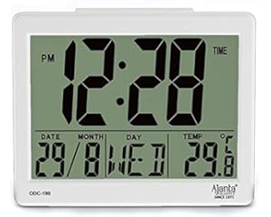 Ajanta Quartz Plastic Digital Alarm and Table clock, (8 x 7 x 3.5 cm, White, ODC 190)