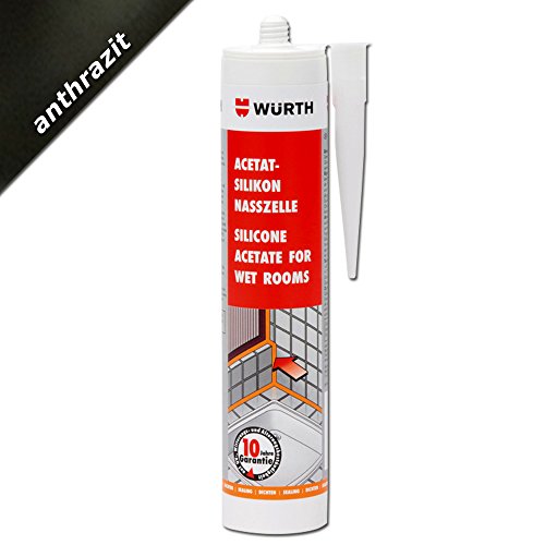 Würth - Silicona acetato para habitaciones húmedas Antracita 310 ml cartucho
