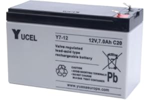 Yuasa Batterie Yucel Y7-12 7Ah 12V (151mmx65mmx94mm) Pour alarme, SAI (UPS) et éclairage d'urgence...