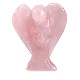 CrystalTears Natural Rose Quartz Crystal Pocket Guardian Angel, 1.5" Reiki Healing Crystal Gifts for Christmas