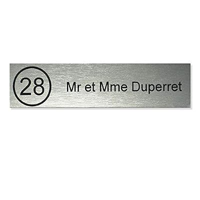 DECOHO Plaque boite aux lettres NUMERO format Decayeux (100x25mm) gris argent lettres noires - 1 ligne