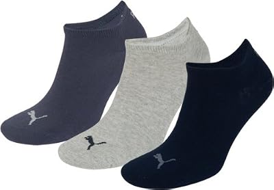 Puma invisble - Chaussettes de sport - Mixte adulte - Lot de 3 Multicolore (Grey/Nightshadow Blue) 35-38