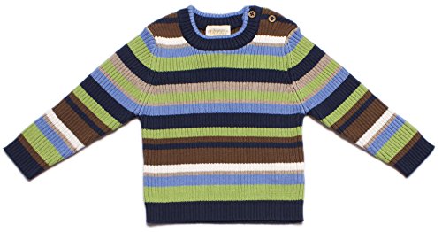 Viddia 100% Organic Cotton, Certified GOTS, Knitted Baby and Toddler Multi- Colour Stripe Jumper 6-9 months