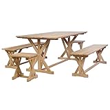 Die Lieferung umfasst 1 Tisch, 2 Bänke und 2 Hocker