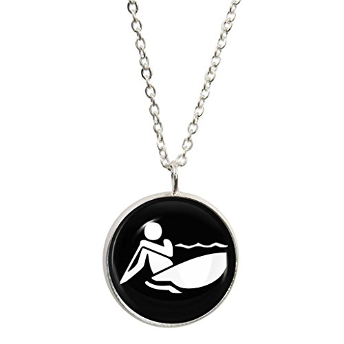 1 Stop Olympic Sign Canoe Silver Plated Pendant & Necklace in Gift Box