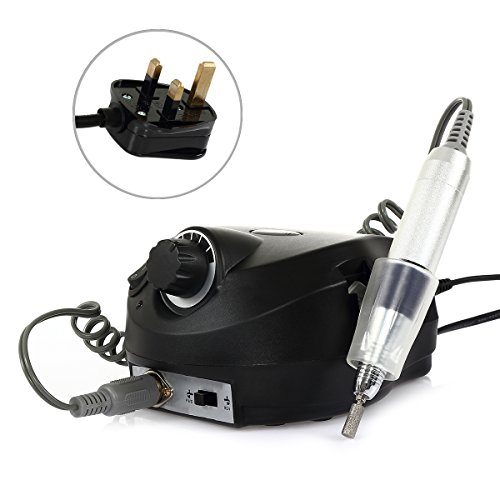 CoastaCloud Brand New 220V 18000-30000RPM Black Professional Nails Salon Manicure Electric Nail Drill File Machine Kits with Pedal