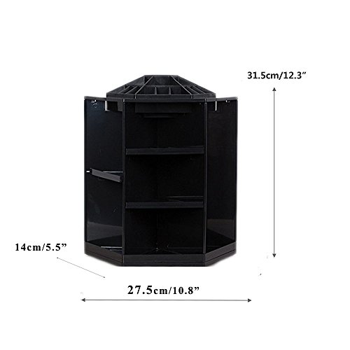 Dproptel 360 Grad Drehbarer Kosmetikorganizer Make Up Organizer Einstellbarer Multifunktionale Aufbewahrungsbox für Schminktisch Aufbwahrung (schwarz) - 2