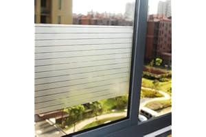 ‎LIFETREE Lifetree Fensterfolie Streifen Blickdicht Sichtschutzfolie: Selbstklebend Fenster mit Statischer Haftung ohne Klebstoff Milchglasfolie Folie Anti-UV Für Zuhause Büro Statisch Folie 44.5x200cm