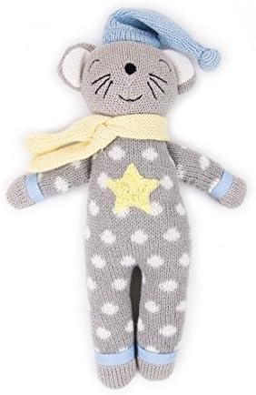 weeg oamigo-gestrickte Figurine souris – Doudou articulé Peluches Animaux Animaux en coton, 33 cm, multicolore