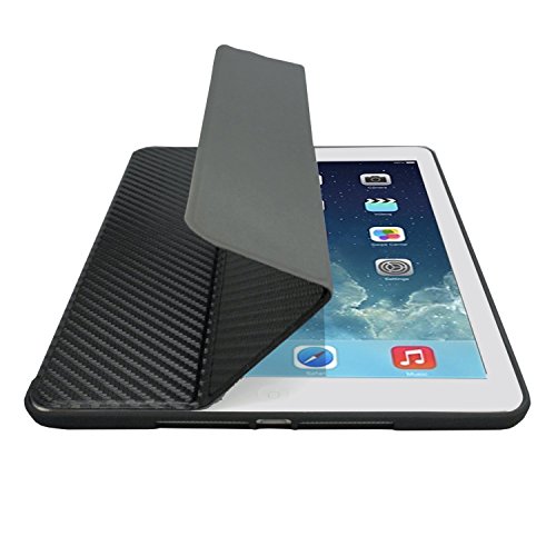 Khomo iPad Mini 1, 2, 3 Hülle Schwarzes Kohlefaser Gehäuse mit doppelten Schutz ultra dünn und leicht, Smart Cover – Carbon Fiber - 7